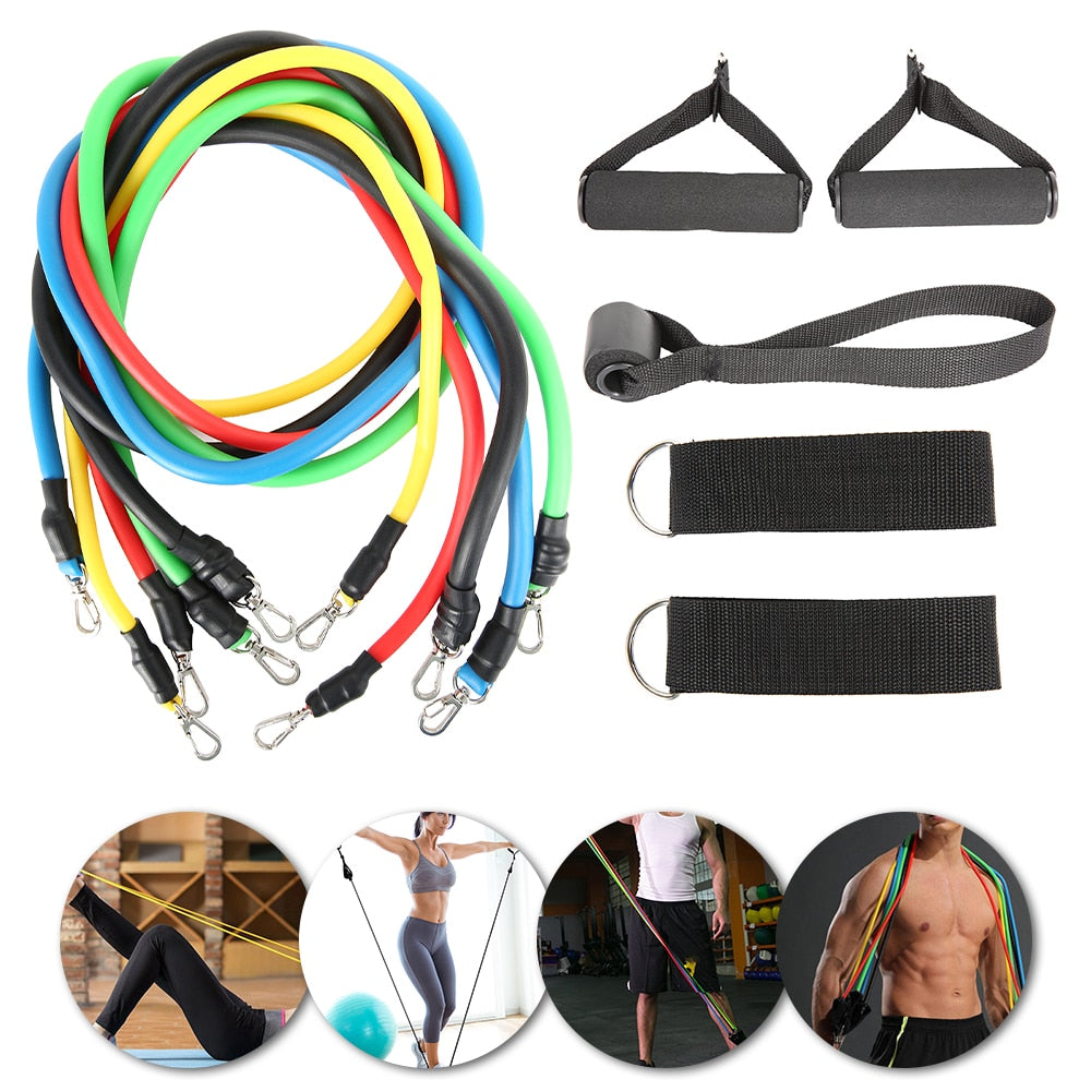11pcs/ Set Pull Rope Latex Fitness Bands