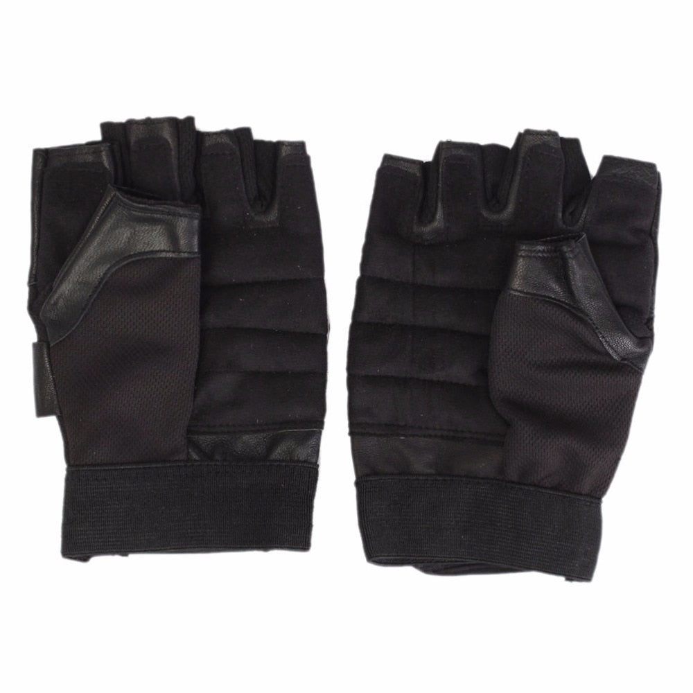 Black PU Leather Weight Lifting Gym Gloves