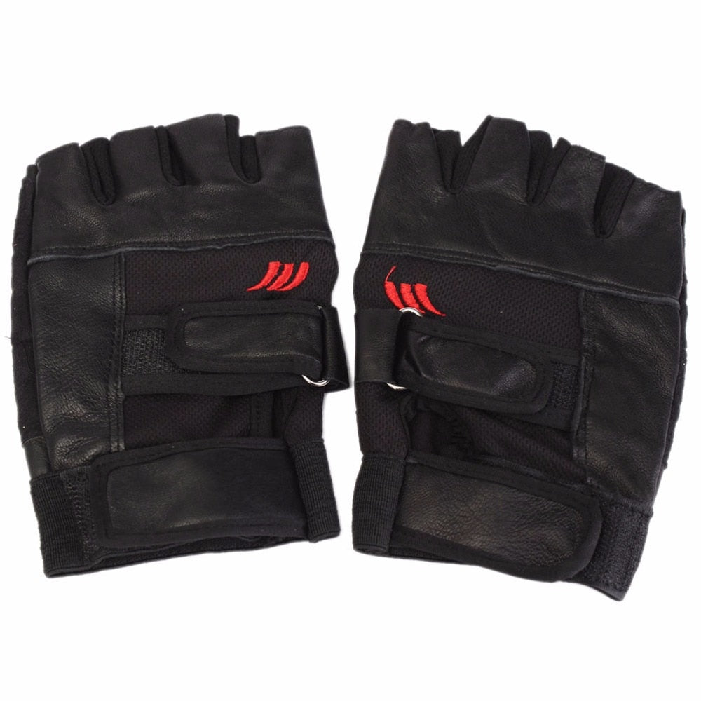 Black PU Leather Weight Lifting Gym Gloves
