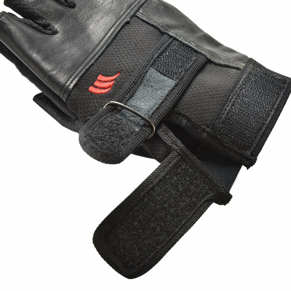 Black PU Leather Weight Lifting Gym Gloves